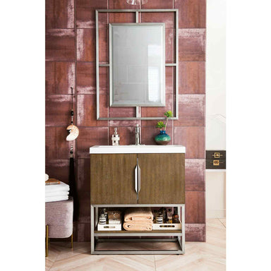 James Martin Vanities Columbia 31.5" Single Vanity Cabinet In Latte Oak Front View