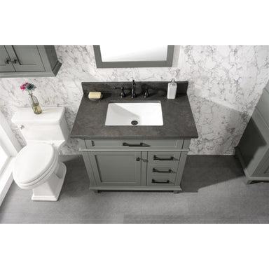Legion Furniture 36" Pewter Green Finish Sink Vanity Cabinet With Blue Lime  Stone Top view