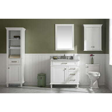 Legion Furniture 36" White Finish Sink Vanity Cabinet With Carrara Marble Stone Top WLF2236-W