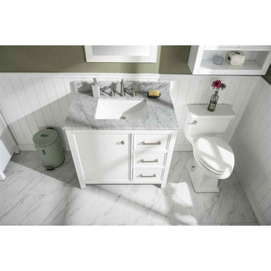 Legion Furniture 36" White Finish Sink Vanity Cabinet With Carrara White Top upper view
