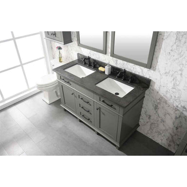 Legion Furniture 54" Pewter Green Finish Double Sink Vanity Cabinet With Blue Lime stone Top close view