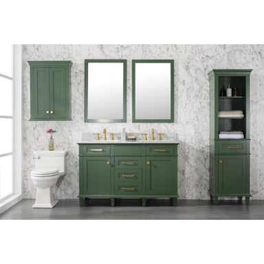Legion Furniture 54" Vogue Green Finish Double Sink Vanity Cabinet With Carrara White stone Top WLF2254-VG