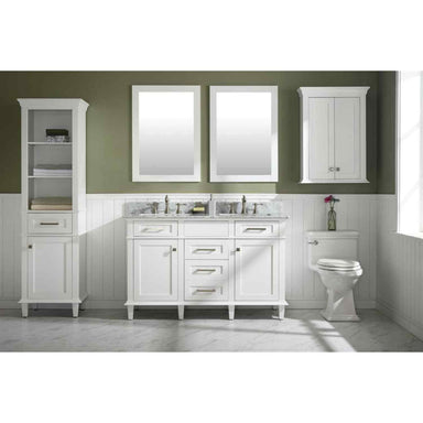 Legion Furniture 54" White Finish Double Sink Vanity Cabinet With Carrara White stone Top WLF2254-W