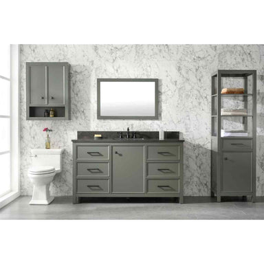 Legion Furniture 60" Pewter Green Finish Double Sink Vanity Cabinet With Blue Lime Stone Top WLF2160S-PG
