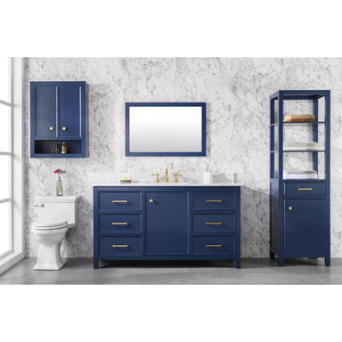 Legion Furniture 60" Blue  Finish Double Sink Vanity Cabinet With Carrara Marble Stone Top WLF2160S-B