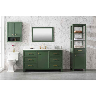 Legion Furniture 60" Vogue Green Finish Double Sink Vanity Cabinet With Carrara Marble Stone Top WLF2160S-VG