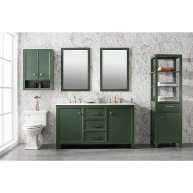 Legion Furniture 60" Vogue Green Finish Double Sink Vanity Cabinet With Carrara Marble Stone Top WLF2160D-VG