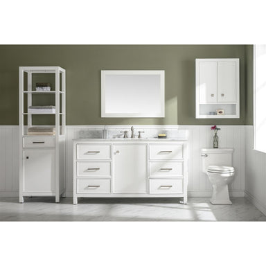Legion Furniture 60" White Finish Double Sink Vanity Cabinet With Carrara Marble Stone Top WLF2160S-W