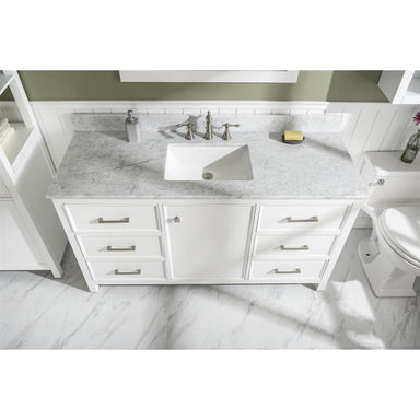 Legion Furniture 60" White Finish Double Sink Vanity Cabinet With Carrara Marble Stone Top close
