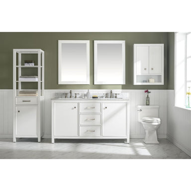 Legion Furniture 60" White  Finish Double Sink Vanity Cabinet With Carrara Marble Stone Top WLF2160D-W