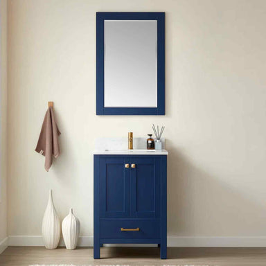 Vinnova Shannon 24" Single Vanity in Royal Blue and Composite Carrara White Stone Countertop 785024-RB-WS