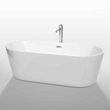 Wyndham Collection Carissa 71 Inch Freestanding Bathtub in White  Polish Chrome