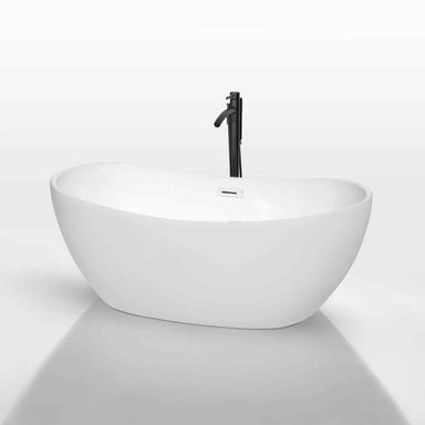 Wyndham collection Rebecca 60 Inch Freestanding Bathtub in White black