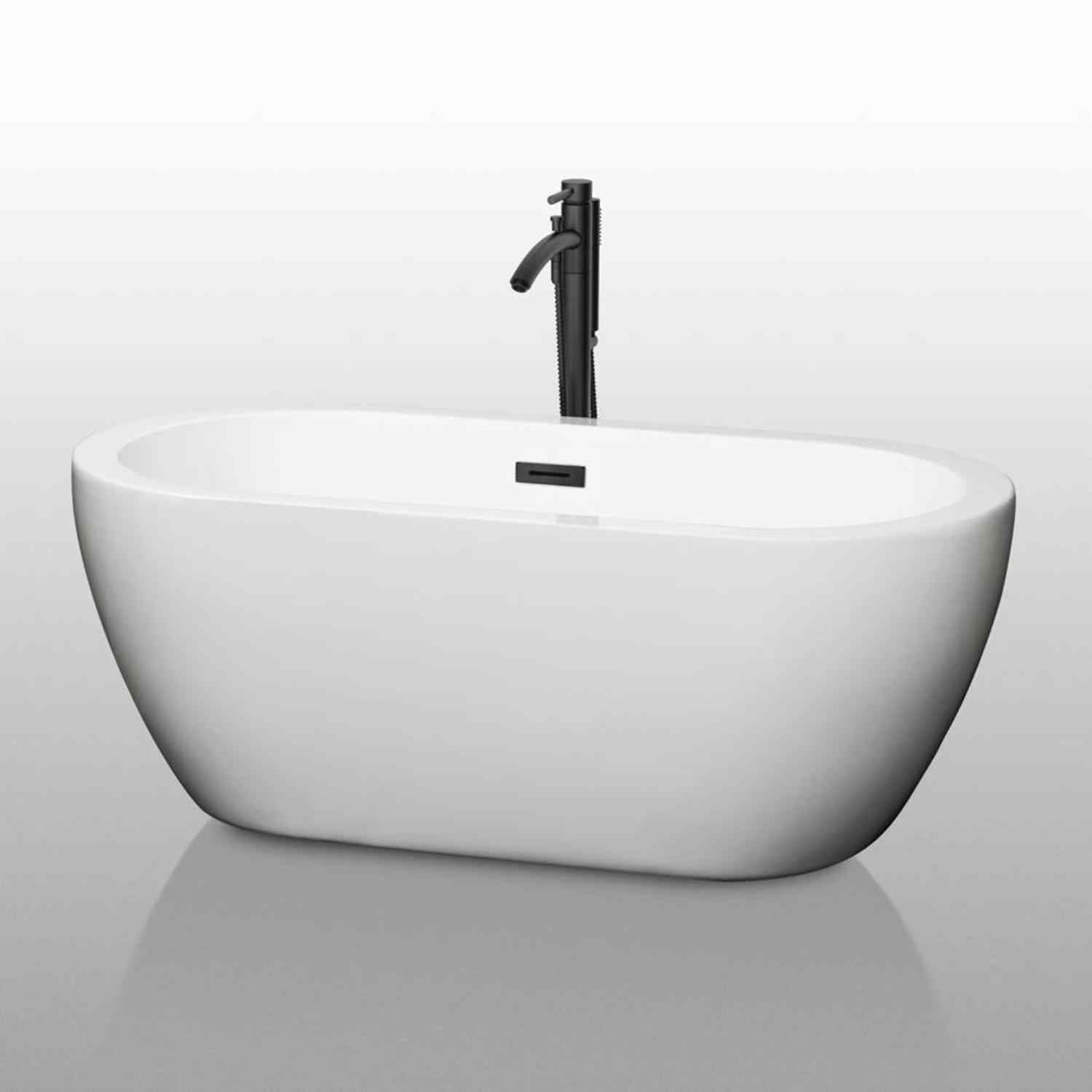 Wyndham collection Soho 60 Inch Freestanding Bathtub in White front view