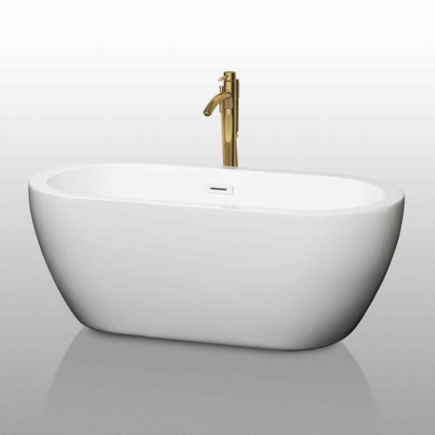 Wyndham collection Soho 60 Inch Freestanding Bathtub in White golden fuchet