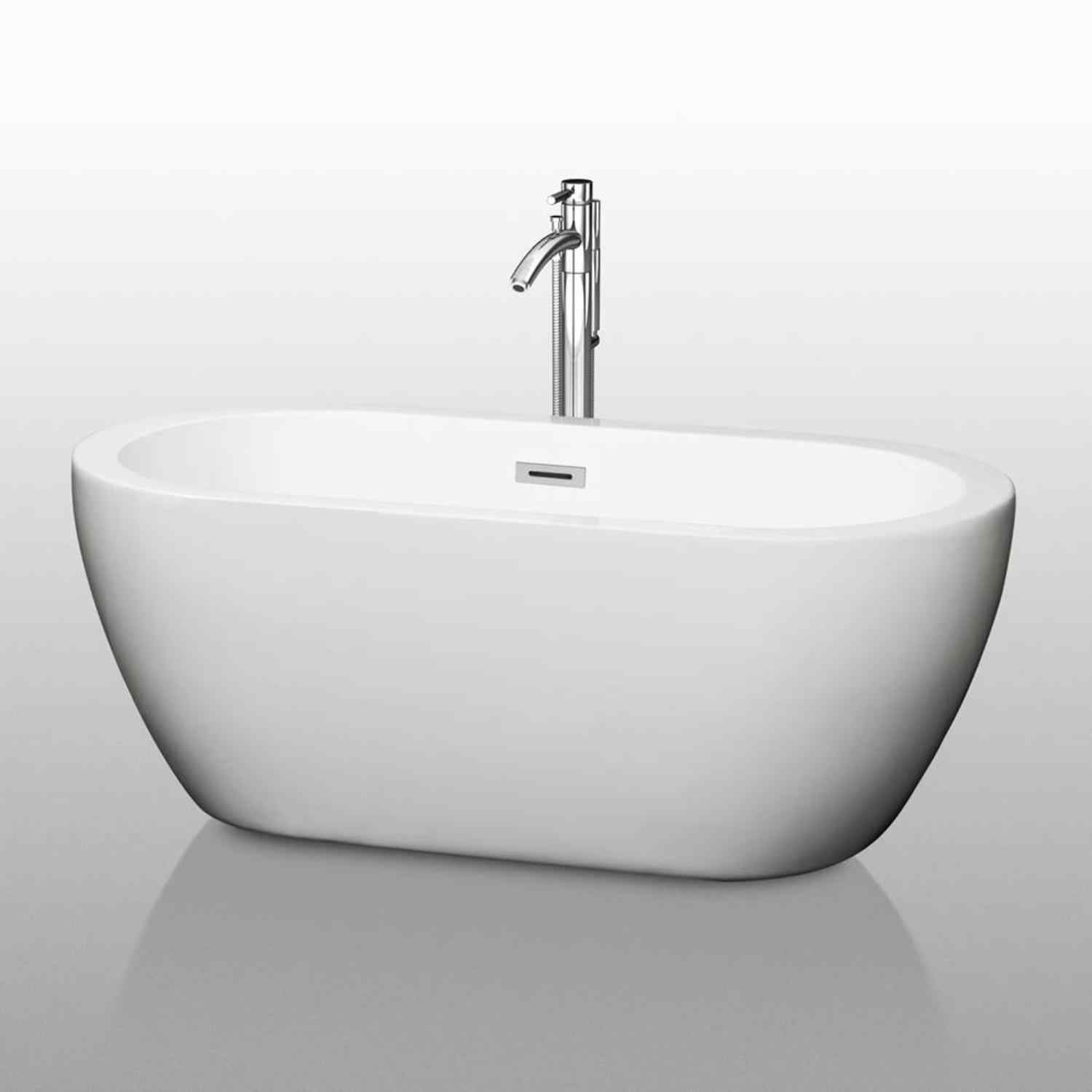 Wyndham collection Soho 60 Inch Freestanding Bathtub in White polished