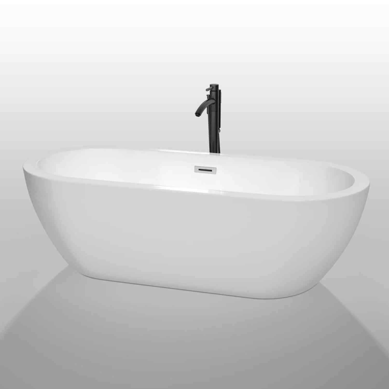 Wyndham collection Soho 72 Inch Freestanding Bathtub in White black fuchet