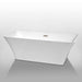 Wyndham collection Tiffany 67 Inch Freestanding Bathtub in White front view