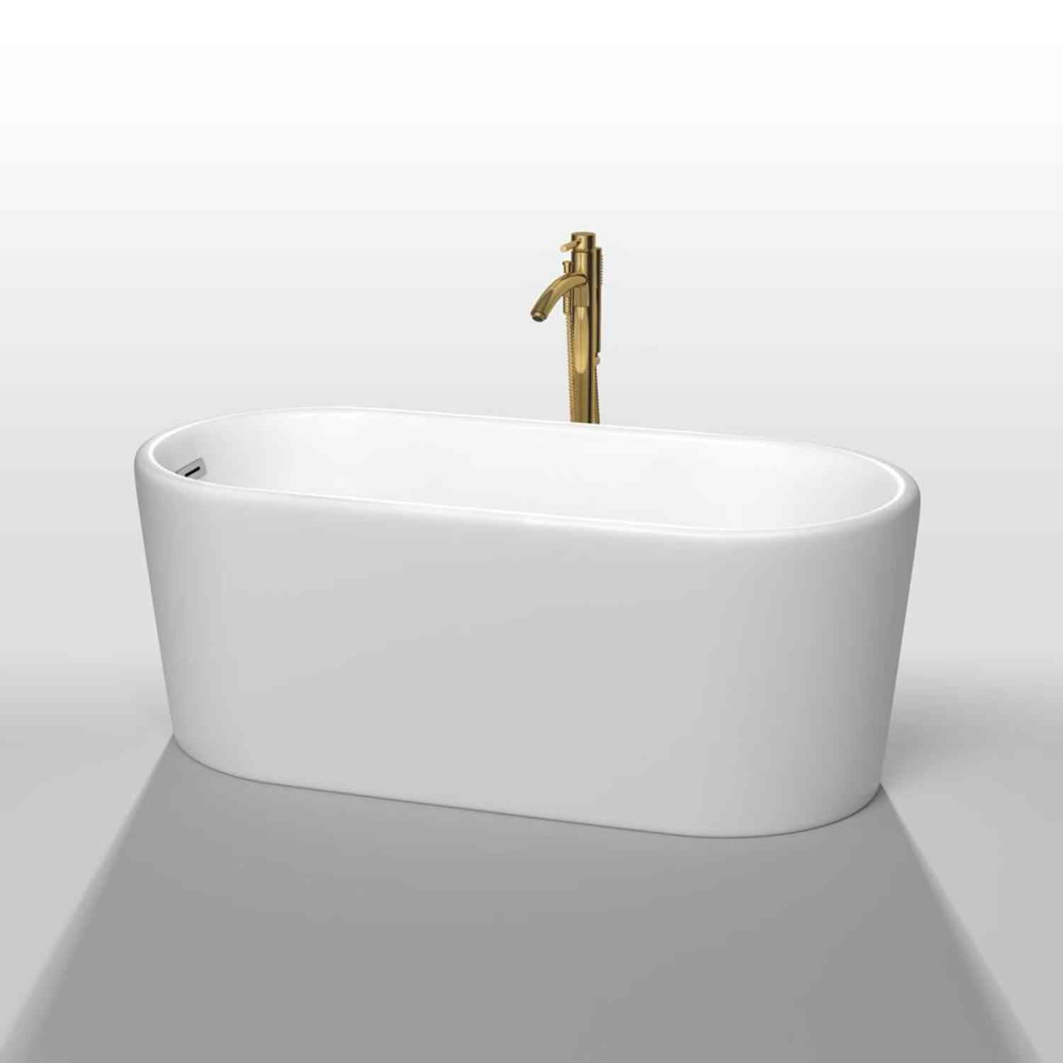 Wyndham collection Ursula 59 Inch Freestanding Bathtub in  Mate White golden fuchet