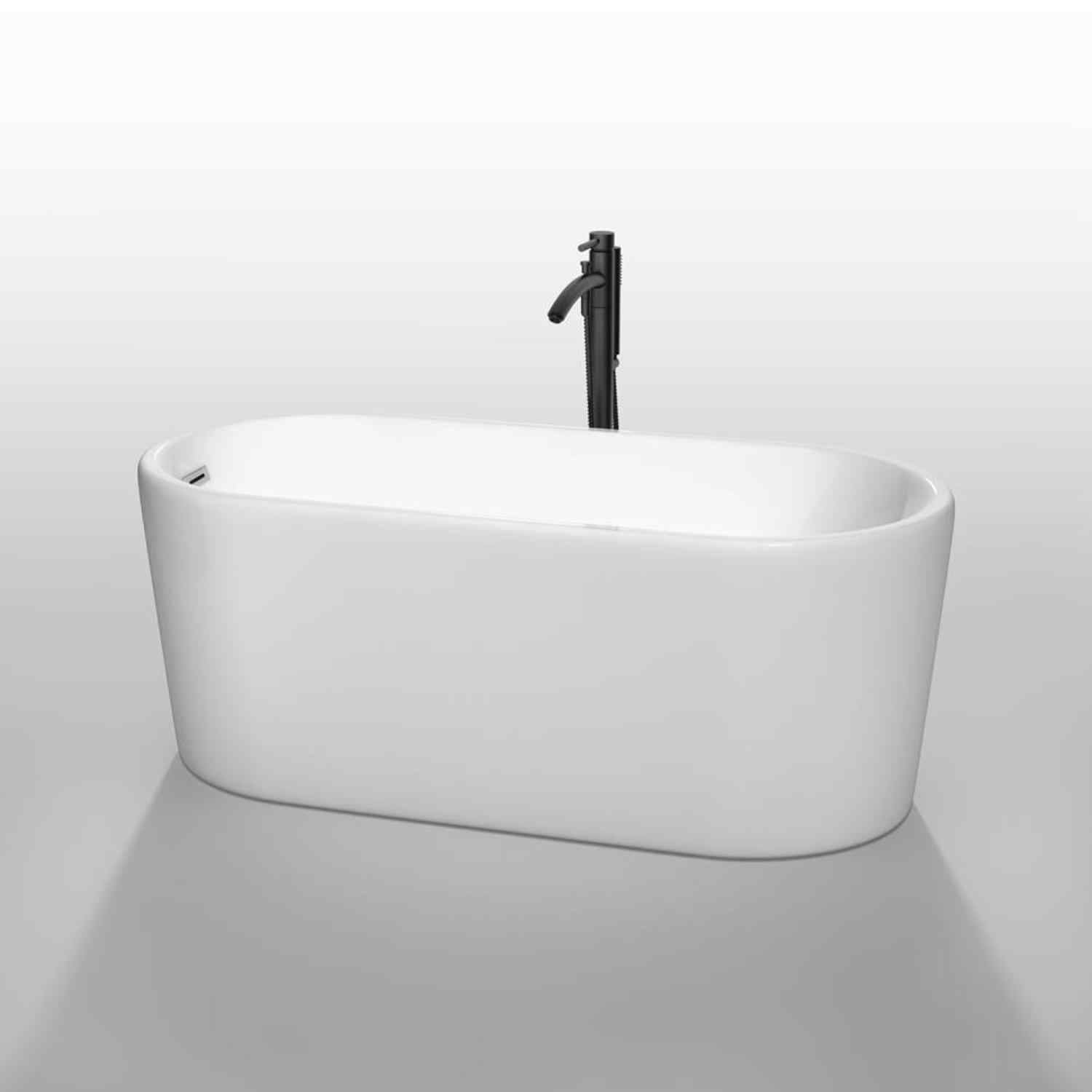 Wyndham collection Ursula 59 Inch Freestanding Bathtub in White black fuchet