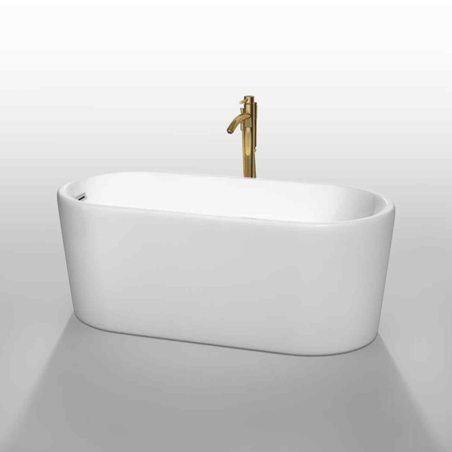 Wyndham collection Ursula 59 Inch Freestanding Bathtub in White golden fuchet