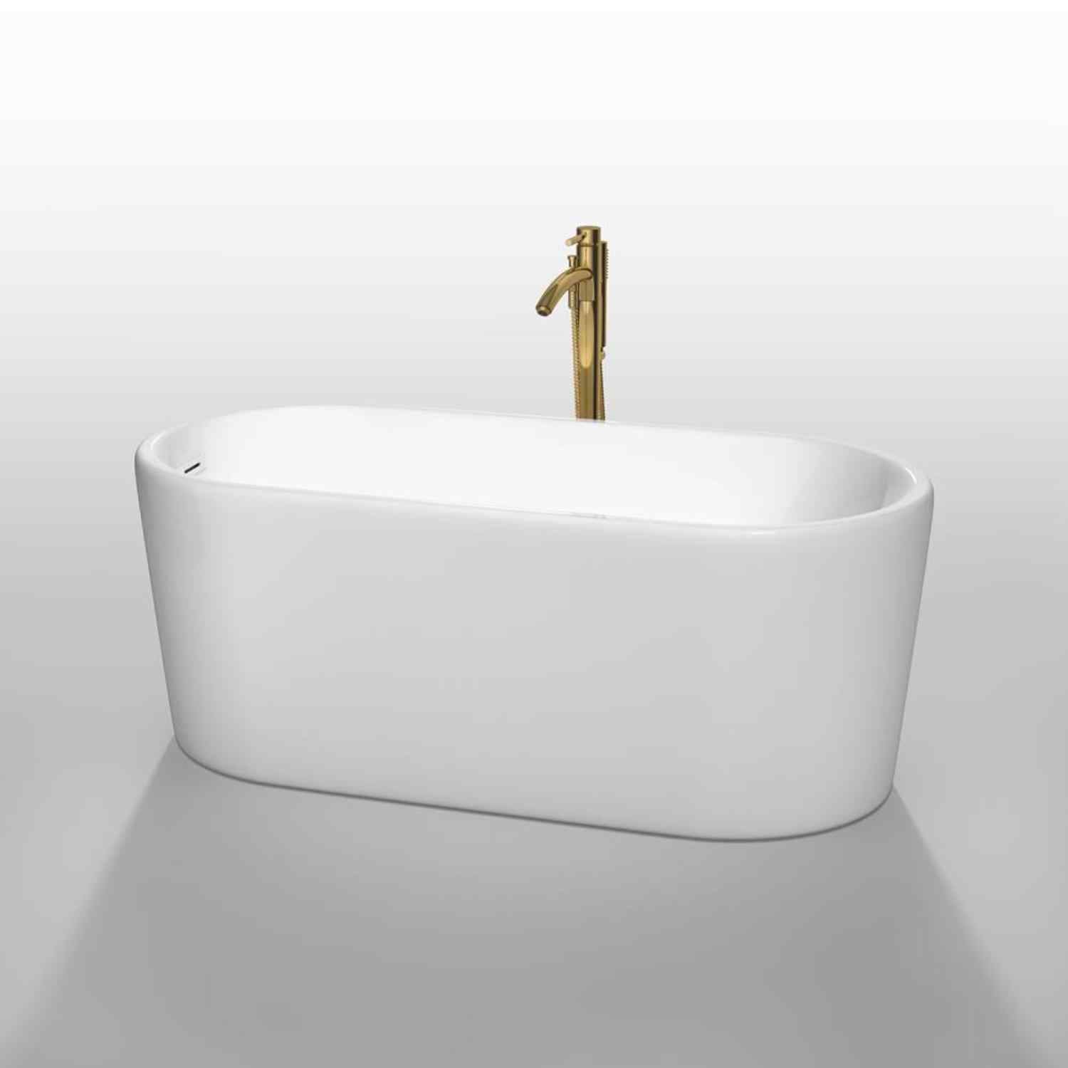 Wyndham collection Ursula 59 Inch Freestanding Bathtub in White golden 