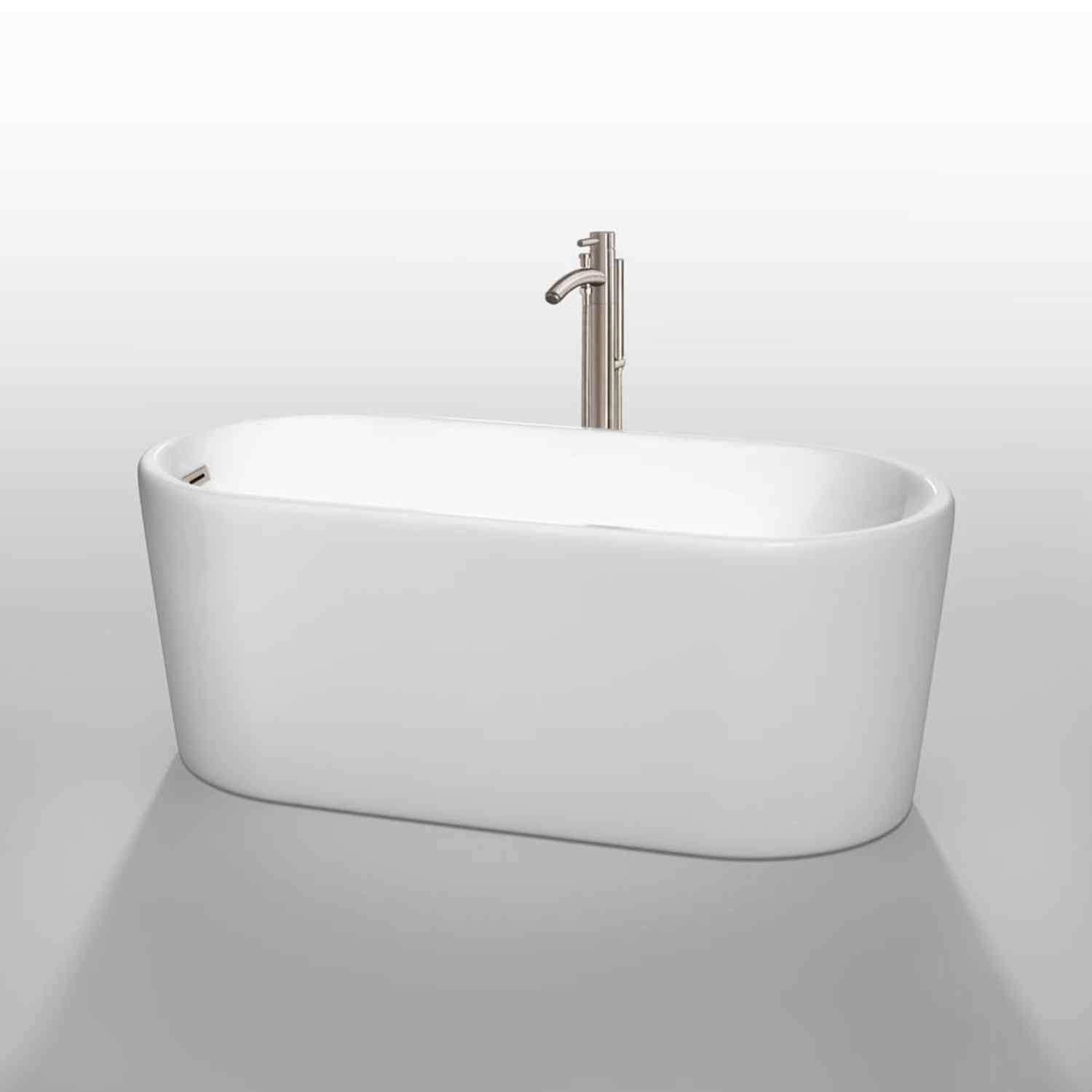 Wyndham collection Ursula 59 Inch Freestanding Bathtub in White nickel